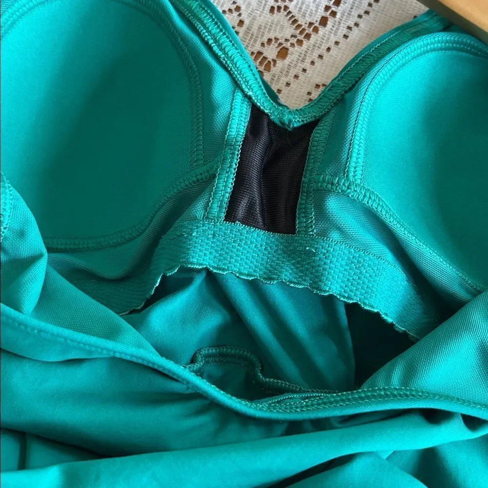 New Lands End Chlorine Resistance Mini Overlay Swimsuit with Functional Side Tie